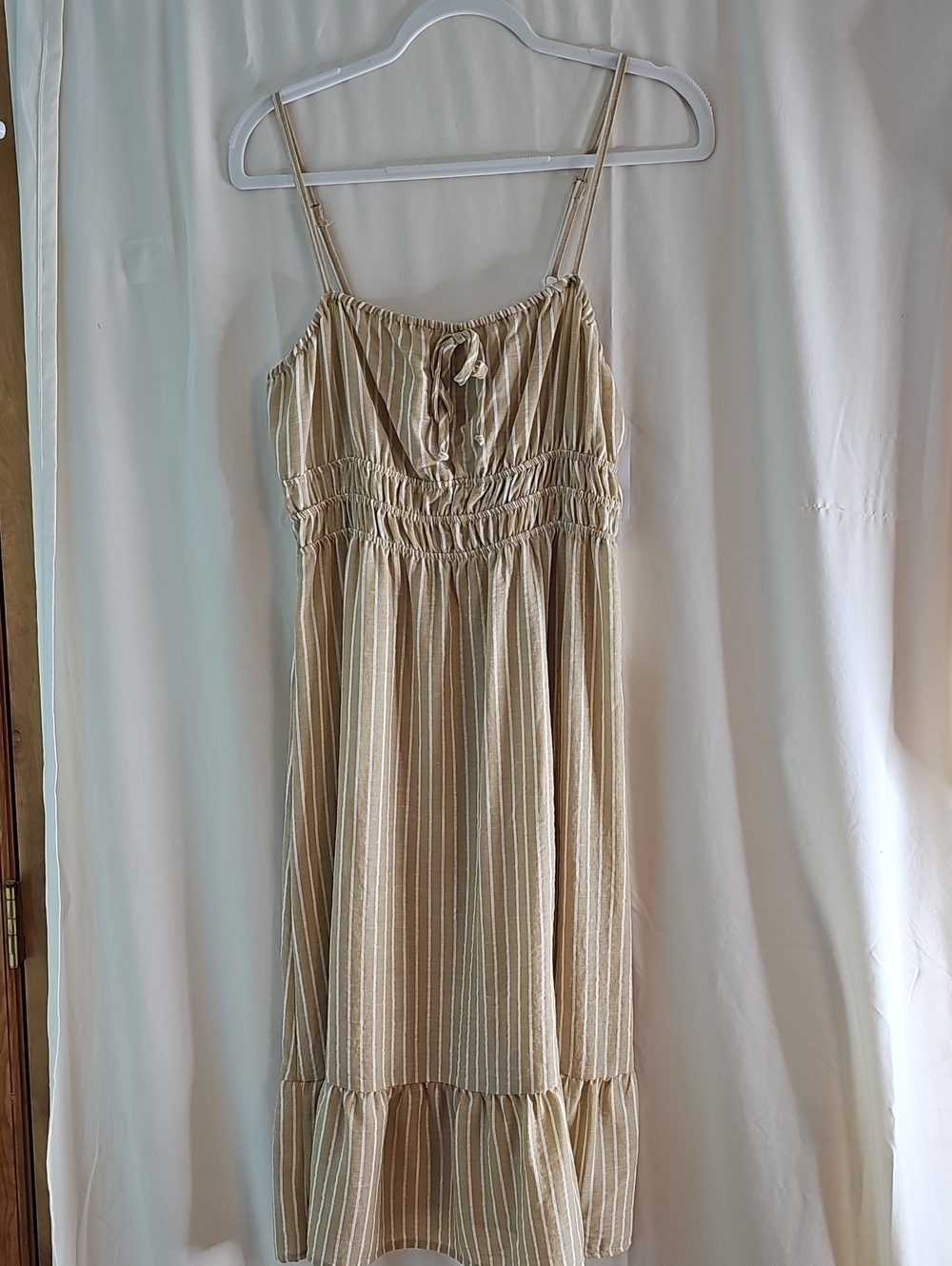 june & hudson Cream Striped Midi Sundress